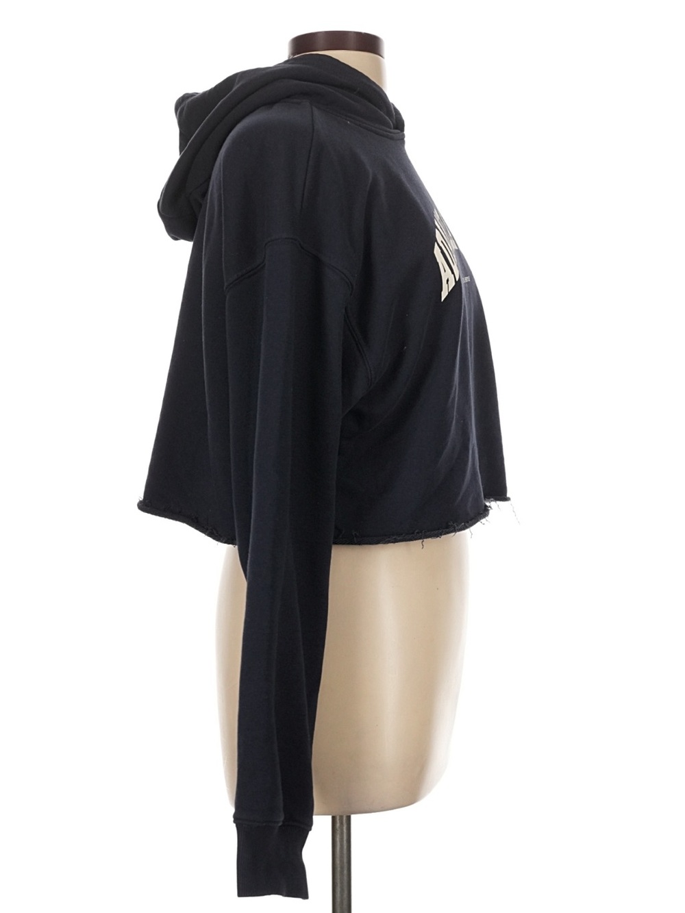 Adanola Blue AS Raw-hem Cotton Blend Crop Hoodie - Size L - Picture 11 of 14